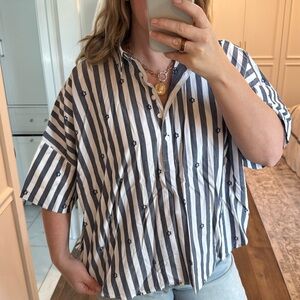 Loft Button Up Striped Blouse